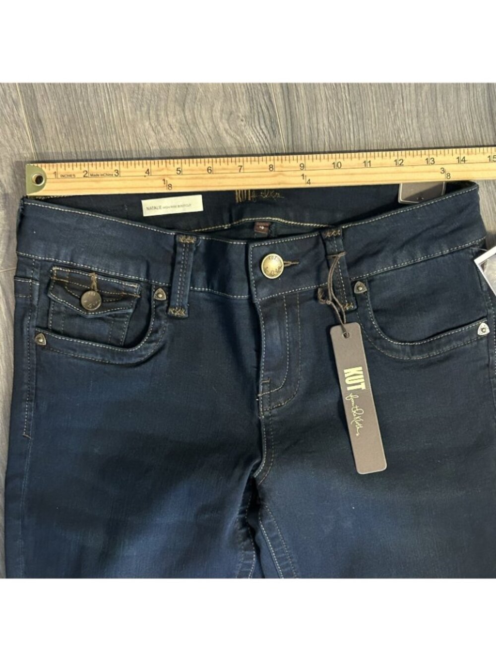 KUT From The Kloth Natalie Flap Pocket Bootcut Jeans Womens 4 Dark Wash Stretch - Picture 10 of 16